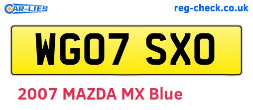 WG07SXO are the vehicle registration plates.