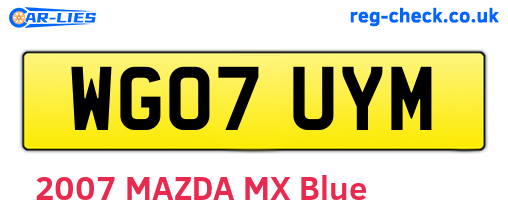 WG07UYM are the vehicle registration plates.
