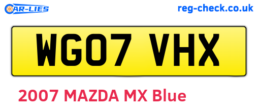 WG07VHX are the vehicle registration plates.