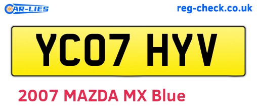 YC07HYV are the vehicle registration plates.