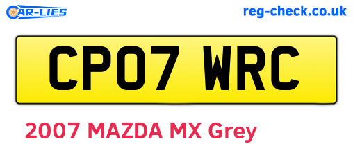 CP07WRC are the vehicle registration plates.