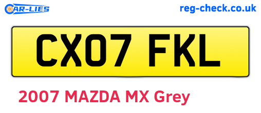 CX07FKL are the vehicle registration plates.