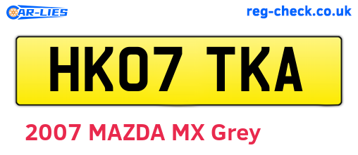 HK07TKA are the vehicle registration plates.