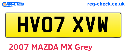 HV07XVW are the vehicle registration plates.