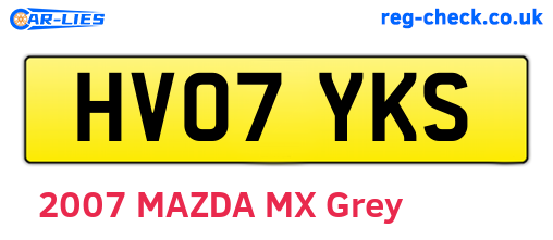 HV07YKS are the vehicle registration plates.