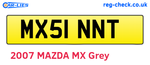MX51NNT are the vehicle registration plates.