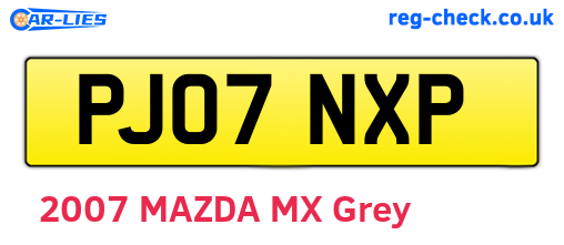 PJ07NXP are the vehicle registration plates.