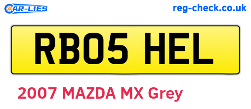 RB05HEL are the vehicle registration plates.