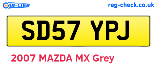 SD57YPJ are the vehicle registration plates.