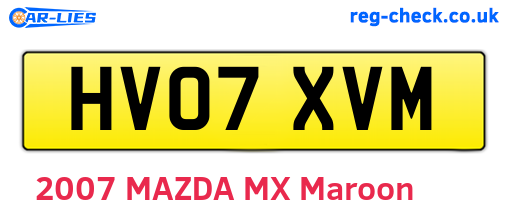 HV07XVM are the vehicle registration plates.