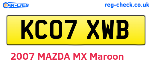 KC07XWB are the vehicle registration plates.