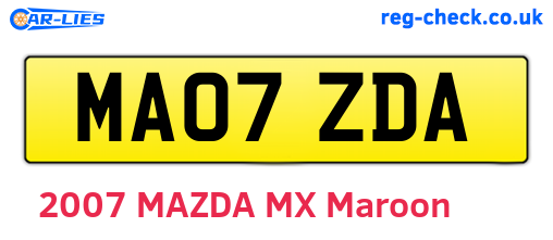 MA07ZDA are the vehicle registration plates.
