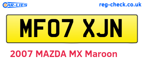 MF07XJN are the vehicle registration plates.