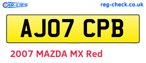 AJ07CPB are the vehicle registration plates.
