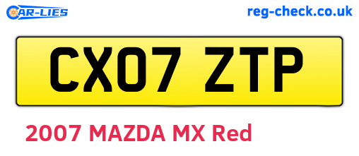 CX07ZTP are the vehicle registration plates.