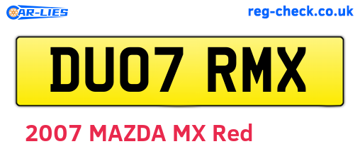 DU07RMX are the vehicle registration plates.