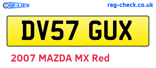 DV57GUX are the vehicle registration plates.