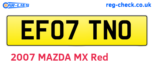 EF07TNO are the vehicle registration plates.