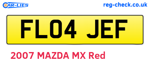 FL04JEF are the vehicle registration plates.