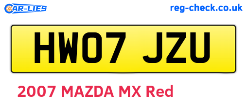 HW07JZU are the vehicle registration plates.