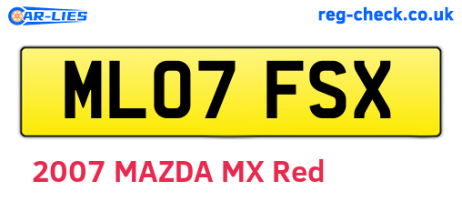 ML07FSX are the vehicle registration plates.