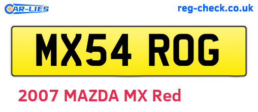 MX54ROG are the vehicle registration plates.