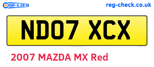 ND07XCX are the vehicle registration plates.