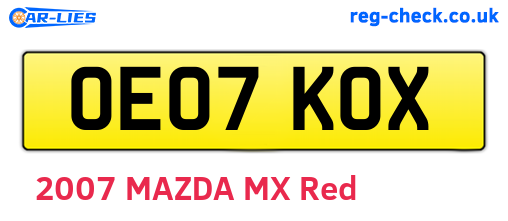 OE07KOX are the vehicle registration plates.