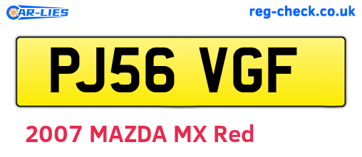 PJ56VGF are the vehicle registration plates.
