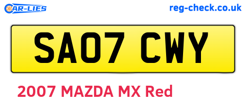 SA07CWY are the vehicle registration plates.