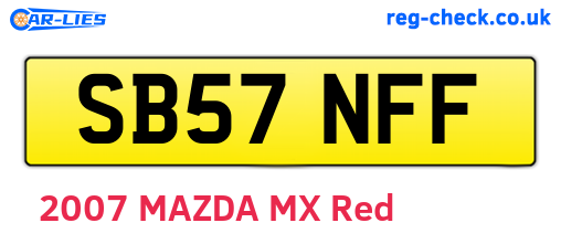 SB57NFF are the vehicle registration plates.