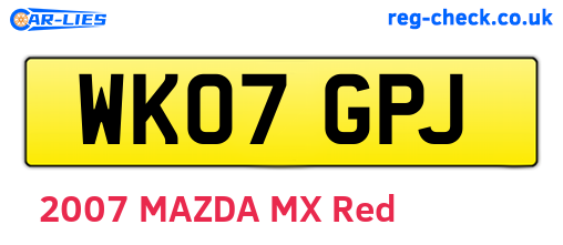 WK07GPJ are the vehicle registration plates.