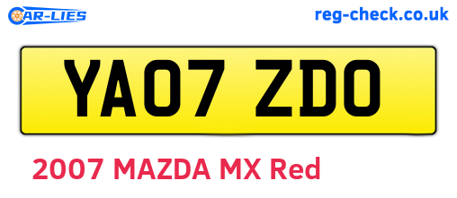 YA07ZDO are the vehicle registration plates.