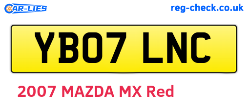 YB07LNC are the vehicle registration plates.
