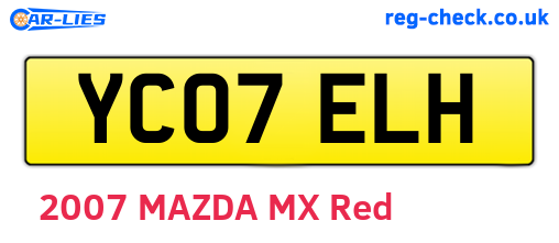 YC07ELH are the vehicle registration plates.