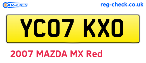 YC07KXO are the vehicle registration plates.