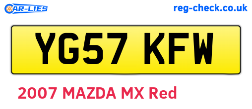 YG57KFW are the vehicle registration plates.