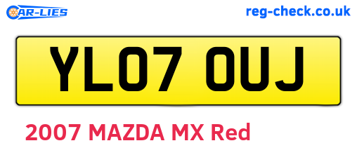 YL07OUJ are the vehicle registration plates.