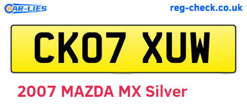 CK07XUW are the vehicle registration plates.
