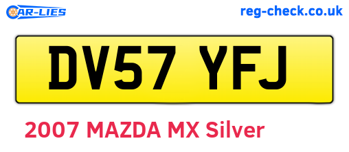 DV57YFJ are the vehicle registration plates.