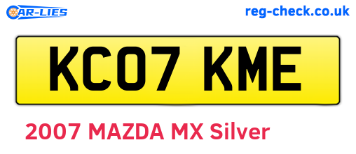 KC07KME are the vehicle registration plates.