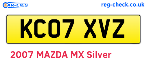KC07XVZ are the vehicle registration plates.