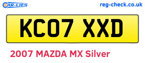 KC07XXD are the vehicle registration plates.