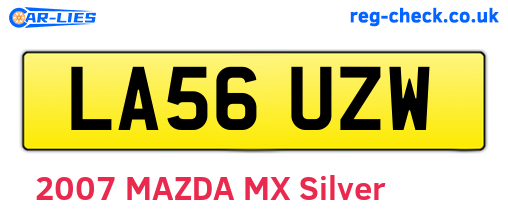 LA56UZW are the vehicle registration plates.