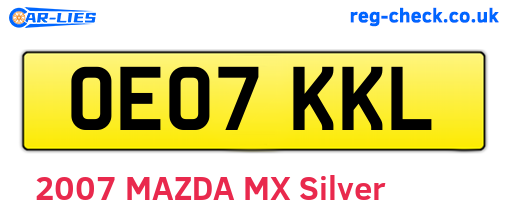 OE07KKL are the vehicle registration plates.