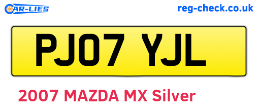 PJ07YJL are the vehicle registration plates.