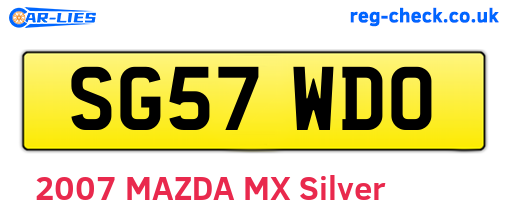 SG57WDO are the vehicle registration plates.