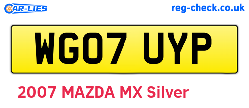 WG07UYP are the vehicle registration plates.