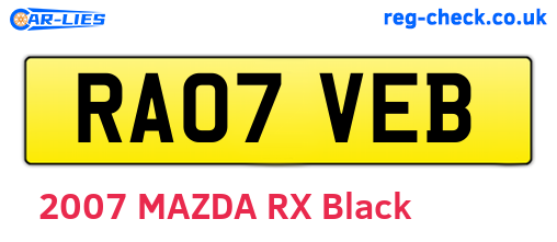 RA07VEB are the vehicle registration plates.