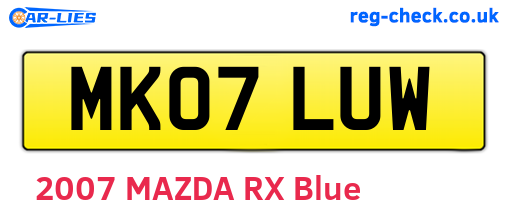 MK07LUW are the vehicle registration plates.
